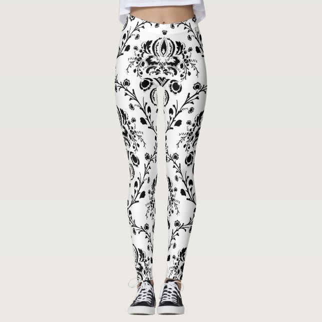 Leggings Damasco blanco y negro (Anverso)