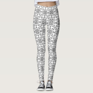 Leggings Damasco Blanco Y Negro