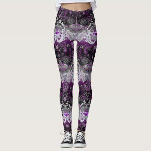 Leggings Damasco de dragón asexual - Colores de la bandera 