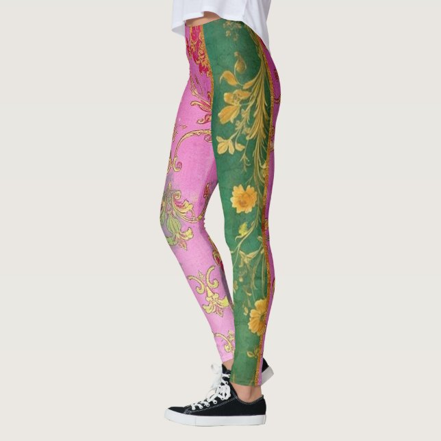 Leggings Damasco de grunge rosado salvaje - Piernas (Izquierda)