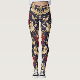 Leggings Damasco Floral Art Nouveau Dorado