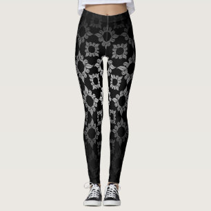 Leggings Damasco floral blanco