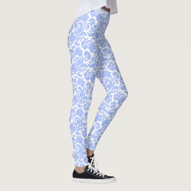 Leggings Damasco floral blanco y azul en polvo (Derecha)