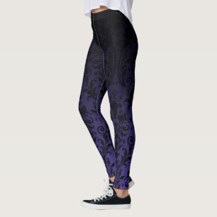 Leggings Damasco floral de degradado negro a morado