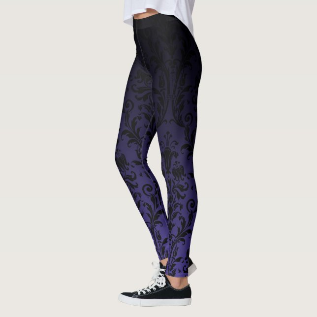 Leggings Damasco floral de degradado negro a morado (Izquierda)