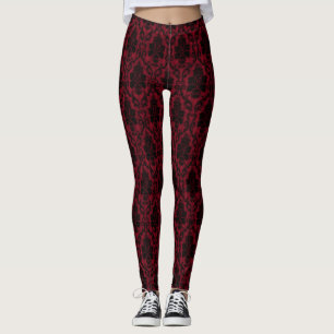 Leggings Damasco negro rojo gótico