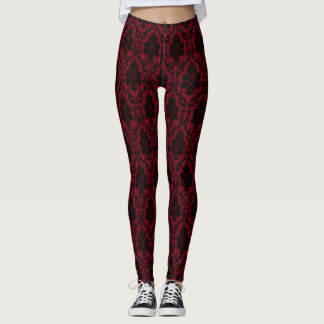 Leggings Damasco negro rojo gótico