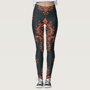 Leggings damasco oriental: patrón de cosecha mediterráneo.