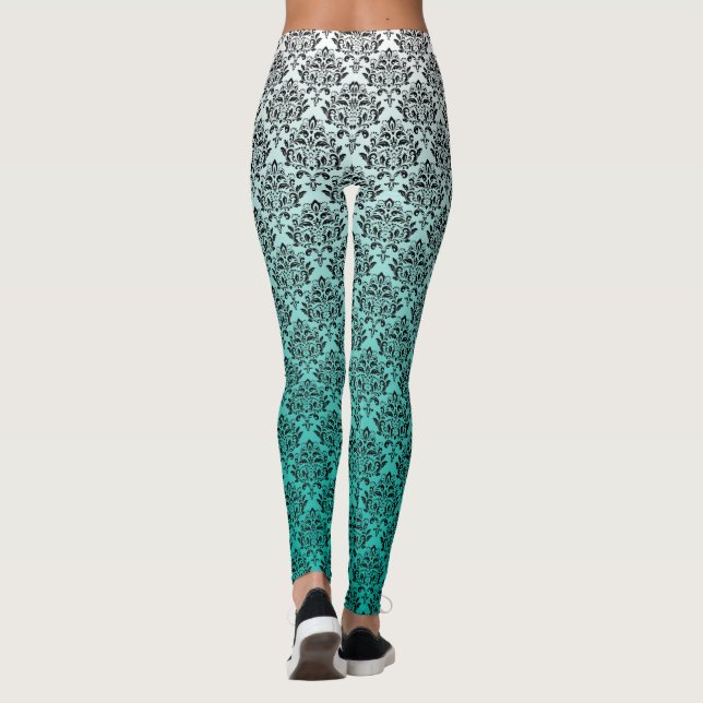 Leggings Damascos negros en blanco a negro (Reverso)