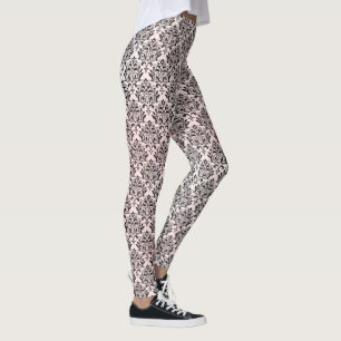 Leggings Damascos negros en tono rosa claro