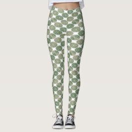 Leggings Dámaso floral verde sobre blanco