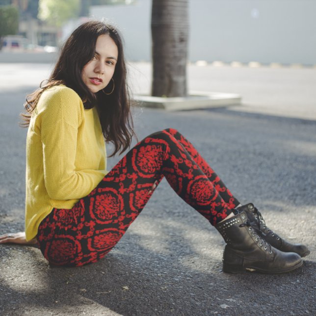Leggings Damscos rojos en negro (Subido por el creador)