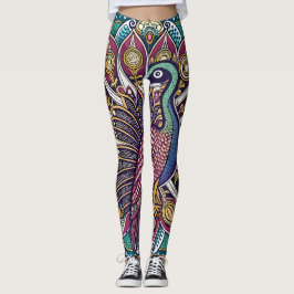 Leggings Dancing Peacock Motif