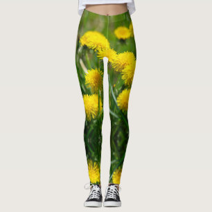Leggings Dandelion Flowers Dandelions Yellow Green