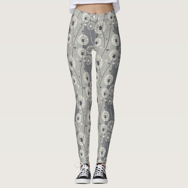 Leggings Dandelion monocromo moderno (Anverso)