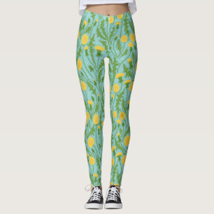 Leggings Dandelions, verde, amarillo y azul