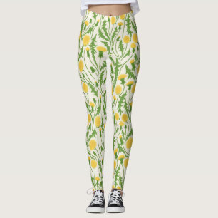 Leggings Dandelions, verde, amarillo y blanco