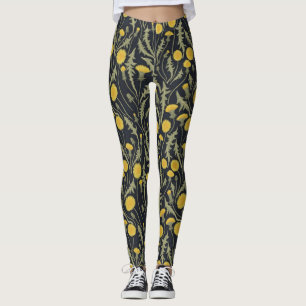 Leggings Dandelions, verde, amarillo y negro
