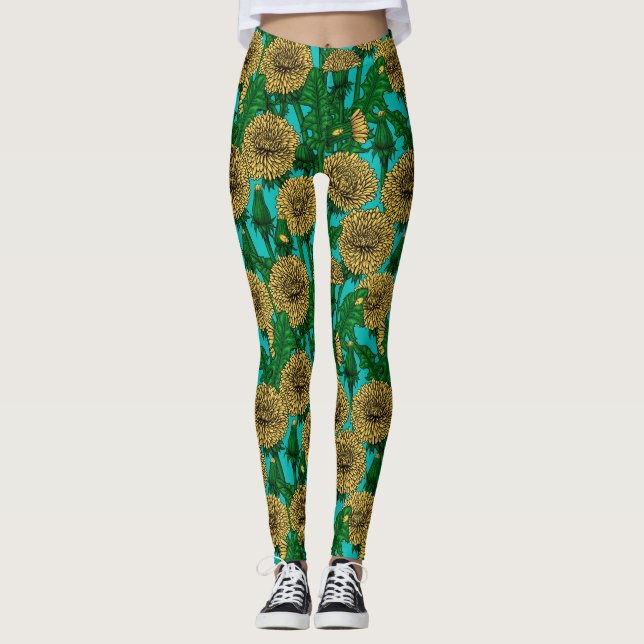 Leggings Dandelis sobre turquesa (Anverso)