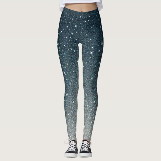 Leggings Dark Azure Grey Sparkling Glitter Gradient Pattern (Anverso)
