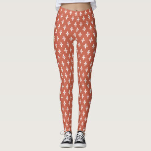 Leggings Dark Coral Victorian Fleur de Lys