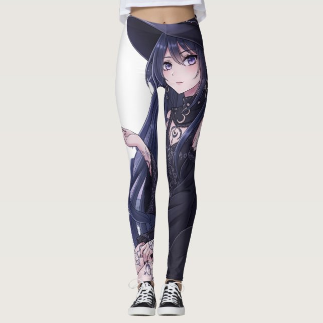 Leggings Dark Fantasy Anime Chica y Gótica Black Cat Art (Anverso)