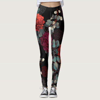 Leggings dark flower