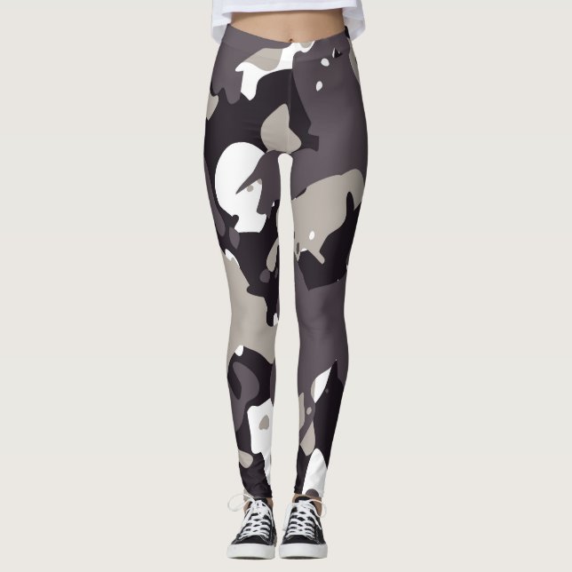 Leggings Dark Gray Black And White Camouflage PatteLeggings (Anverso)
