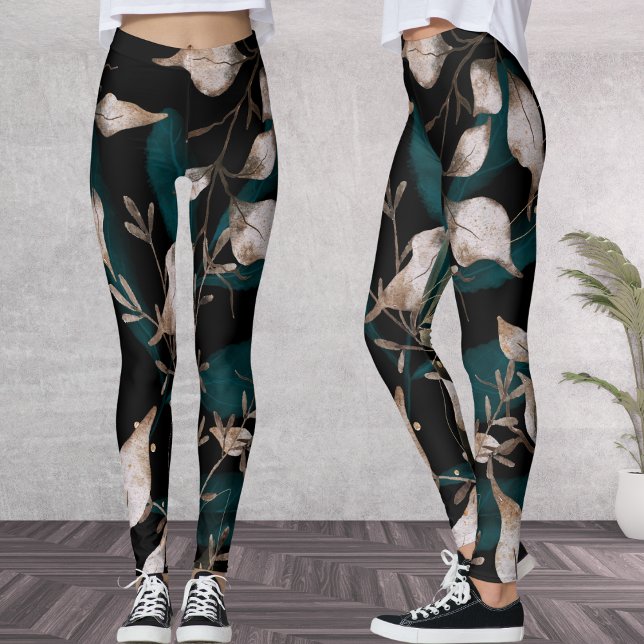 Leggings Dark Modern Boho Hojas Botánicas (Subido por el creador)