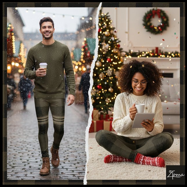 Leggings Dark Olive Black Muted Flannel Plaid (Subido por el creador)