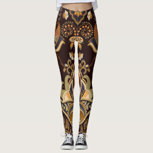 Leggings Dark Paisley: Indio floral sin soldadura.