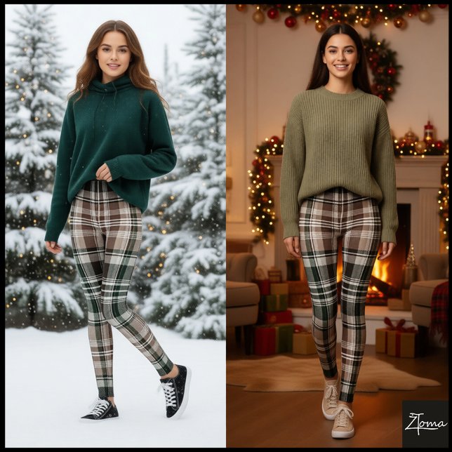Leggings Dark Traditional Maroon Green Winter Plaid (Subido por el creador)