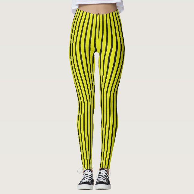🟨 Leggings de Activo con Franja Vertical Amarilla (Anverso)