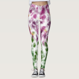 Leggings de acuarela floral púrpura y verde salvia