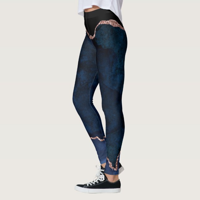 leggings de agate azul marino y oro rosa (Izquierda)