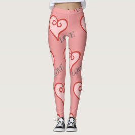 Leggings de amor de corazón rosa y rojo