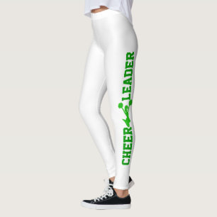 Leggings de animadores verdes y blancos