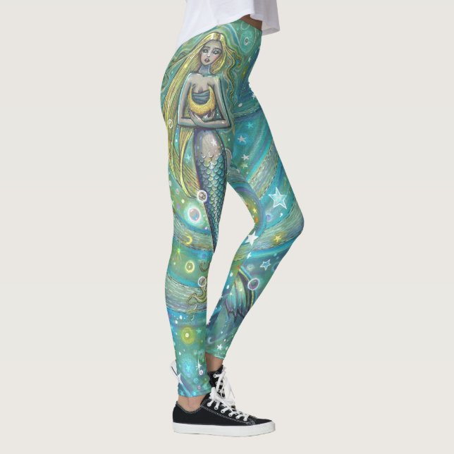 Leggings de Arte de Fantasía de Sirena Brillante (Derecha)