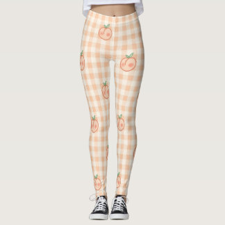 Leggings de athleisure de gingham micro melocotón
