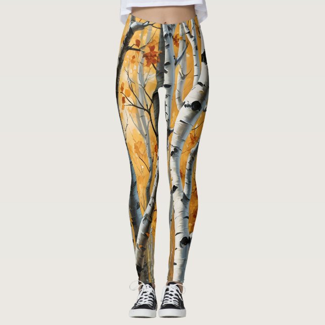 Leggings de Birch Trees de otoño (Anverso)