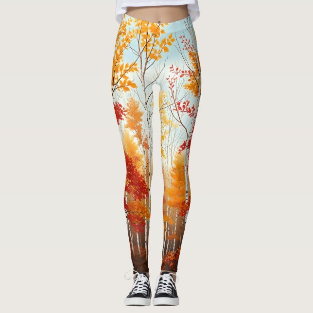 Leggings de Birch Trees de otoño (Anverso)