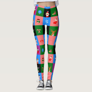 leggings de bloques de colores de santa claus afri