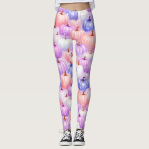 Leggings de calabaza brillante de Halloween pastel
