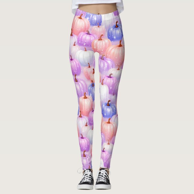 Leggings de calabaza brillante de Halloween pastel (Anverso)
