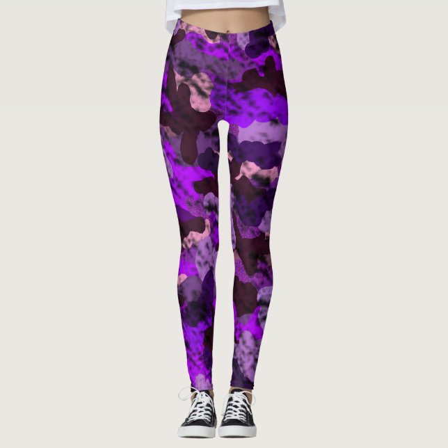 Leggings de camuflaje morado para damas (Anverso)