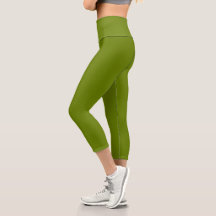   Leggings de capri de yoga verde oliva para mujer