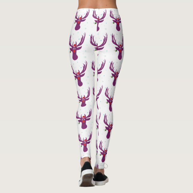 Leggings de celebración de X-mas de renos, M (Reverso)