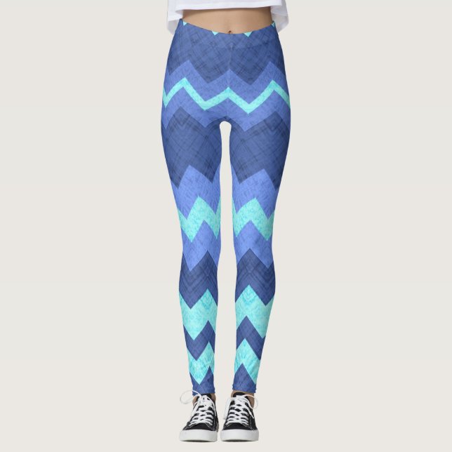 leggings de chevron azul (Anverso)