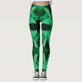 Leggings de colores pastel con hoja verde pálido d