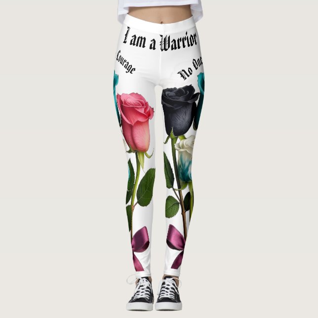 Leggings de Conciencia del Cáncer de Rosas Guerrer (Anverso)
